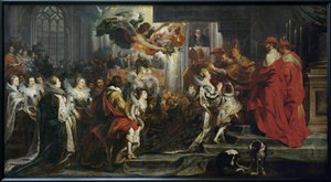 Koronacja Marii de Medicis w St. Denis autorstwa Peter Paul Rubens