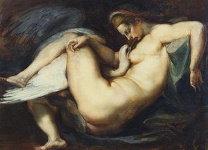 Leda i łabędź (olej na panelu) autorstwa Peter Paul Rubens