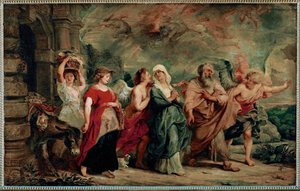 Lot i jego rodzina opuszczają Sodomę autorstwa Peter Paul Rubens