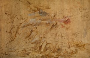 Minerwa i Herkules powstrzymujący Marsa (olej na panelu) autorstwa Peter Paul Rubens