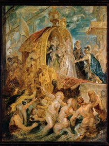 Przyjęcie nowo poślubionej Marii Medycejskiej w porcie w Marsylii Miedź (obraz na miedzi) autorstwa Peter Paul Rubens