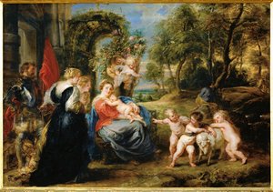 Odpoczynek podczas ucieczki do Egiptu, ok. 1632-35 (obraz na drewnie) autorstwa Peter Paul Rubens
