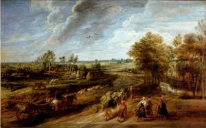 Powrót chłopów po dniu pracy w pola (olej na płótnie) autorstwa Peter Paul Rubens