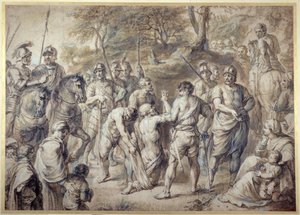 Św. Andrzej doprowadził do męczeństwa (pióro i atrament z praniem na papierze) autorstwa Peter Paul Rubens
