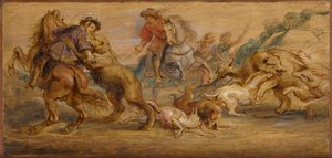 Studium do „Polowania na niedźwiedzie” (dla Alcazar w Madrycie) autorstwa Peter Paul Rubens