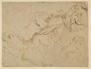 Studium postaci męskich i centaurów żeńskich (Centaurydy) (verso) autorstwa Peter Paul Rubens