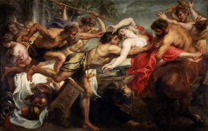 Porwanie hipopodamii lub lapitów i centaurów, 1636-1638 autorstwa Peter Paul Rubens