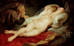 Pustelnik i śpiąca Angelica, 1626-28 (panel)