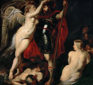 Bohater Cnoty Mars, ozdobiony girlandą Bogini Zwycięstwa, ok. 1616 r. autorstwa Peter Paul Rubens