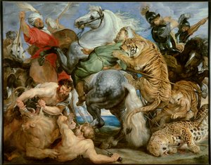 Polowanie na tygrysy. Obraz Peter Paul (Peter Paul) Rubens (lub Peter Paul lub Petrus Paulus) (1577-1640)) Ec. Flam, ok. 1616. Olej na płótnie. Słońce: 2,56 x 3,24m. Rennes, Muzeum Sztuk Pięknych — Polowanie na Tygrysa. Obraz Petera Paula Rubensa (lub Petr autorstwa Peter Paul Rubens