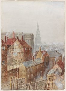 Newcastle upon Tyne z mostu wysokiego poziomu (akwarela na papierze)