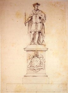 Projekt posągu Edwarda VI (1537-53) c.1737-39 (pióro i atrament na papierze)