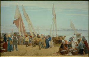 Jutro u Hornbaeka. Rybacy wychodzą na brzeg autorstwa Peder Severin Krøyer