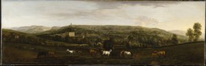 Widok Chatsworth od południowego zachodu (olej na płótnie) autorstwa Peter Tillemans