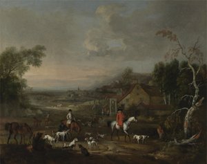 Wielebny Jemmet Browne na spotkaniu lisów, ok. 1730 (olej na płótnie)