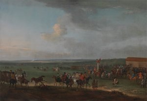 Okrągły kurs w Newmarket, Cambridgeshire, przygotowania do królewskiego talerza autorstwa Peter Tillemans