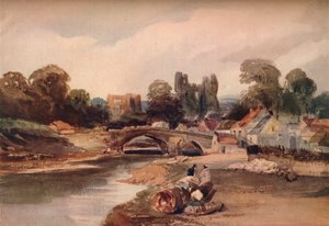 Wioska nad rzeką, z mostem i ruinami, ok. 1824 r.