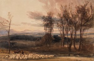 Zimowy zmierzch, ok. 1830 (wc na papierze) autorstwa Peter de Wint