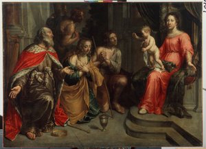 "Grzesznicy przed Dziewicą" (Grzesznicy przed Dziewicą) Obraz Peetera (Petera) van Linta (1609-1690) XVII-wieczny Skansen Pałac Gatchina, Sankt Petersburg