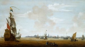 „Widok na Amsterdam od strony morza”, XVII wiek autorstwa Peter van den Velde
