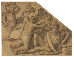 Aphrodite schützt Paris vor Menelaos. Karton zu den Deckenbildern der Münchner Glyptothek autorstwa Peter von Cornelius