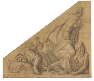 Eos, Tithonos und Memnon. Karton zu den Deckenbildern der Münchner Glyptothek autorstwa Peter von Cornelius