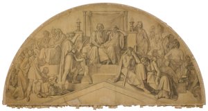 Orpheus in der Unterwelt, Bogenfeld. Karton zu den Deckenbildern der Münchner Glyptothek autorstwa Peter von Cornelius