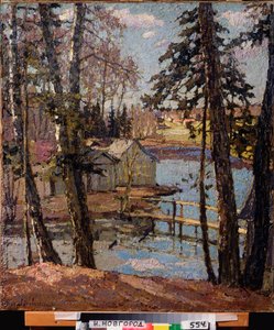 Wiosna. nad stawem. Malarstwo Piotra Iwanowicza Pietrowiczewa (Piotr Pietrowiczew) (1874-1947), olej na płótnie autorstwa Petr Ivanovic Petrovichev
