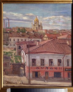 Widok Moskwy. Malarstwo Piotra Iwanowicza Pietrowiczewa (Piotr Pietrowiczew) (1874-1947), olej na płótnie, ok. 1900 r. Sztuka rosyjska XX w. Państwowe Muzeum Sztuki Republiki Karelii, Pietrozawodsk (Rosja).