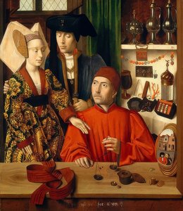 Złotnik w swoim sklepie. 1449 autorstwa Petrus Christus