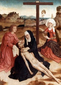 Opłakiwanie zmarłego Chrystusa, ok. 1444 r. (olej na desce) autorstwa Petrus Christus