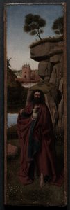 Święty Jan Chrzciciel w pejzażu, ok. 1445 (olej na płycie) autorstwa Petrus Christus