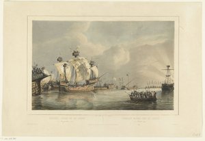 Bitwa pod Gouwe, 1304 Bitwa morska na Gouwe 11 sierpnia 1304 / Combat naval sur la Goude 11 Aout 1304 (tytuł na obiekcie)