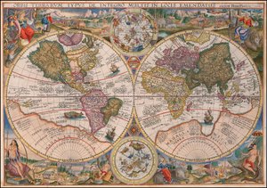Mapa świata podwójnej półkuli Petrusa Planciusa z 1594 r. autorstwa Petrus Plancius
