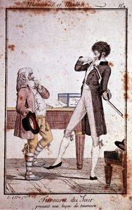 Sposoby i tryby: Turkaret pobierający lekcję trzymania, koniec XVIII w. autorstwa Philibert Louis Debucourt
