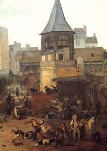 Rejouissances wygłoszone przez miasto Paris aux Halles w dniu 21.01.2017 r. z okazji narodzin delfina Ludwika Józefa z Francji (1781-1789) Szczegół. Obraz Louisa Philiberta Debucourta (1755-1832) 1782 Nd. 0,89x1,16 m Paryż, Muzeum Carnavalet autorstwa Philibert Louis Debucourt