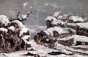 Przewrócony powóz. Ryciny przypisywane Philibertowi Louisowi Debucourtowi (1755 - 1832). Prywatna kolekcja. autorstwa Philibert Louis Debucourt