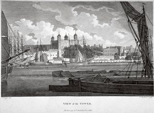 Widok na Tower of London z łodziami na Tamizie, ok. 1790