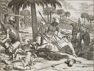 Morderstwo pana Kostera przez Cingalese”, Cejlon Sri Lanka, wyd. 1672. autorstwa Philip Baldaeus