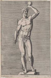 Ilustracja 4: Apollo, posąg nagiego boga stojącego na cokole, noszącego koronę i trzymającego..., 1586.
