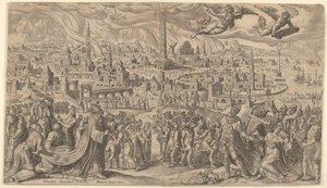 Upadek Babilonu, 1569. autorstwa Philip Galle