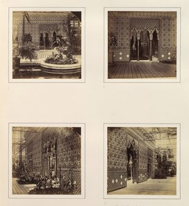 [Fasada Alhambry Court w kierunku nawy, Wejście do Alhambry Court, widok z boku ..., ok. godz. 1859. autorstwa Philip Henry Delamotte.