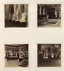 [Dwór grecki z farnese torsem młodzieńca, widok klasycznej fontanny i basenu, Rzym..., ca. 1859. autorstwa Philip Henry Delamotte.
