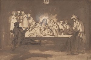 Ostatnia Wieczerza, koniec lat pięćdziesiątych XVII wieku. autorstwa Philip Koninck