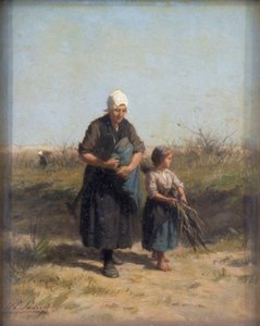 Powrót z pracy (olej na drewnianym panelu) autorstwa Philip Lodewijk Jacob Frederick Sadee