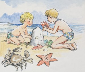 Nad morzem, ilustracja z książki "The Water Babies" autorstwa Charlesa Kingsleya autorstwa Philip Mendoza