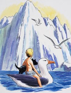 Góry lodowe Arktyki, ilustracja z książki "The Water Babies" autorstwa Charlesa Kingsleya