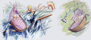 Tonący statek, ilustracja z książki "The Water Babies" autorstwa Charlesa Kingsleya autorstwa Philip Mendoza