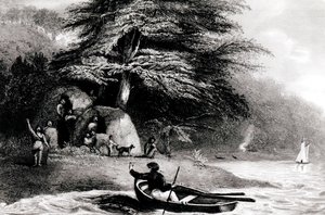 Fuegian Wigwamy w Hope Harbourin Magdalen Channel, grawerowane przez S. Bulla, 1838 autorstwa Philip Parker King