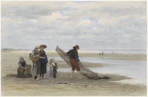 Rybak krewetek na plaży Pêcheur de crevettes (tytuł na przedmiocie) autorstwa Philip Sadée